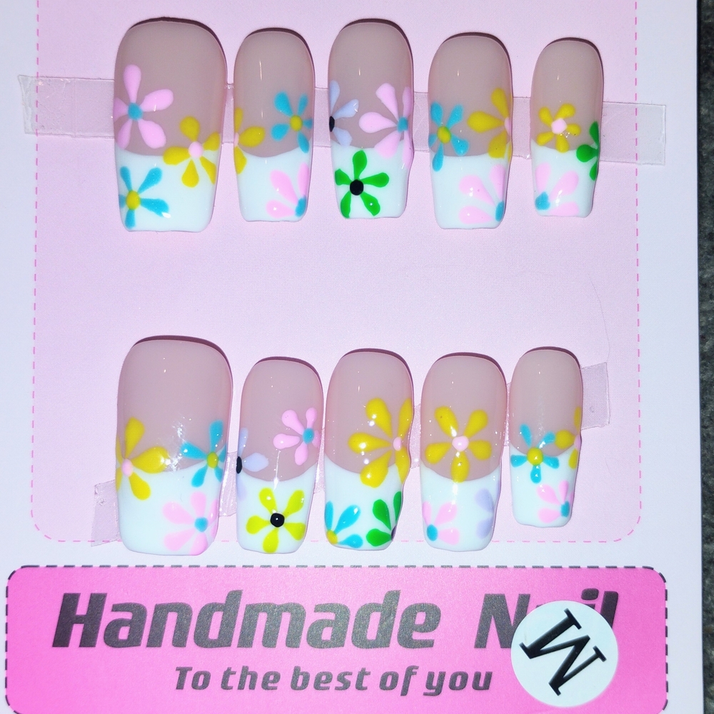 Floral Press-On Nails by - Multicolor